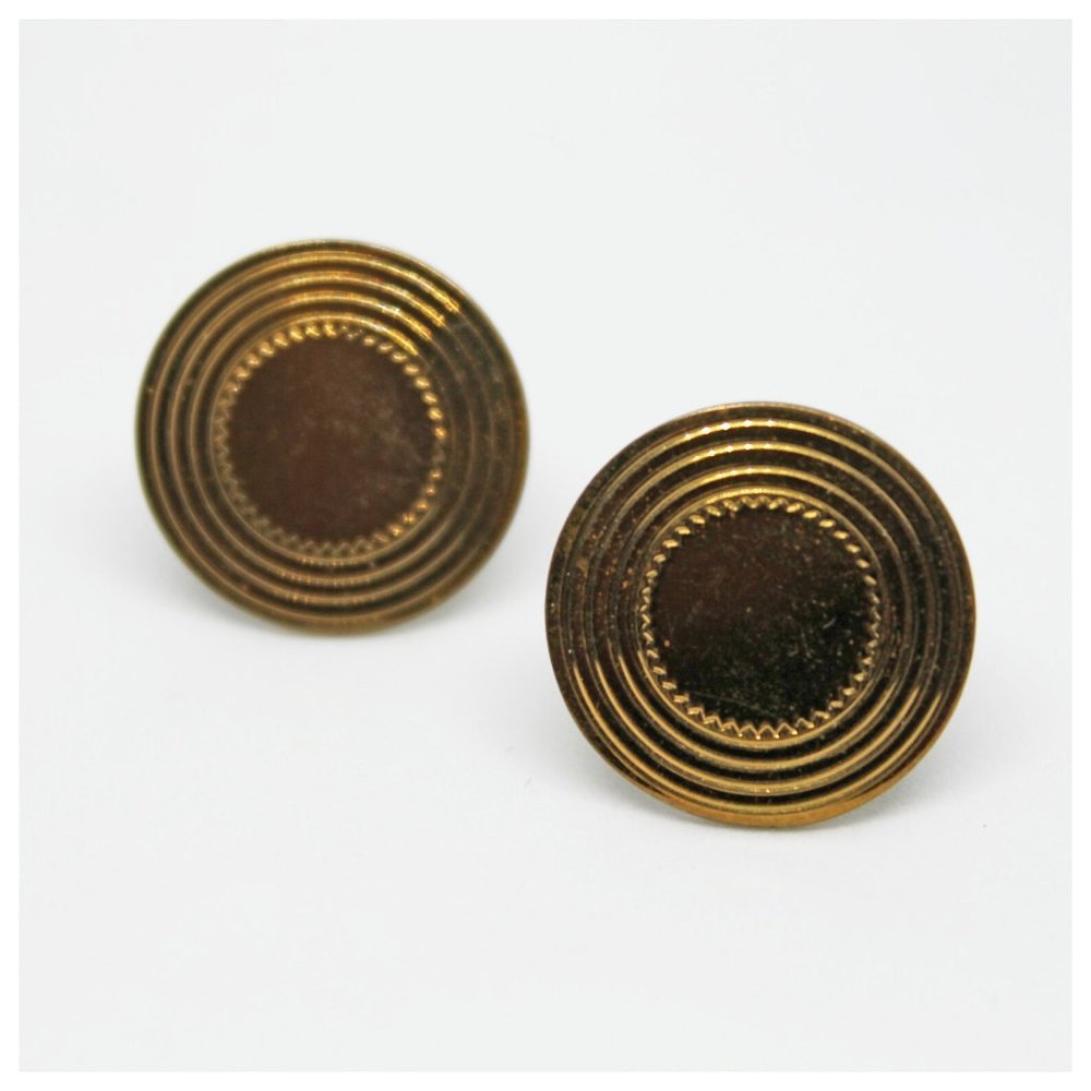 Vintage Goldtone Embossed Circular Round Cufflinks | Wedding | Best Man | Groom